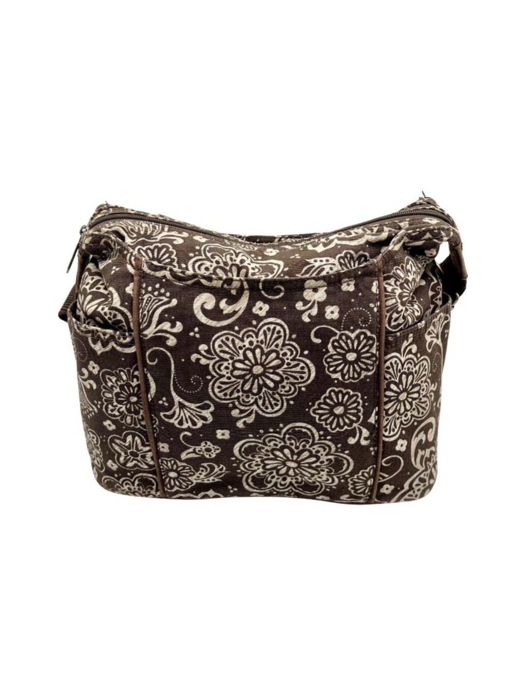 Thirty One Brown Fabric Carry All Sling Bag